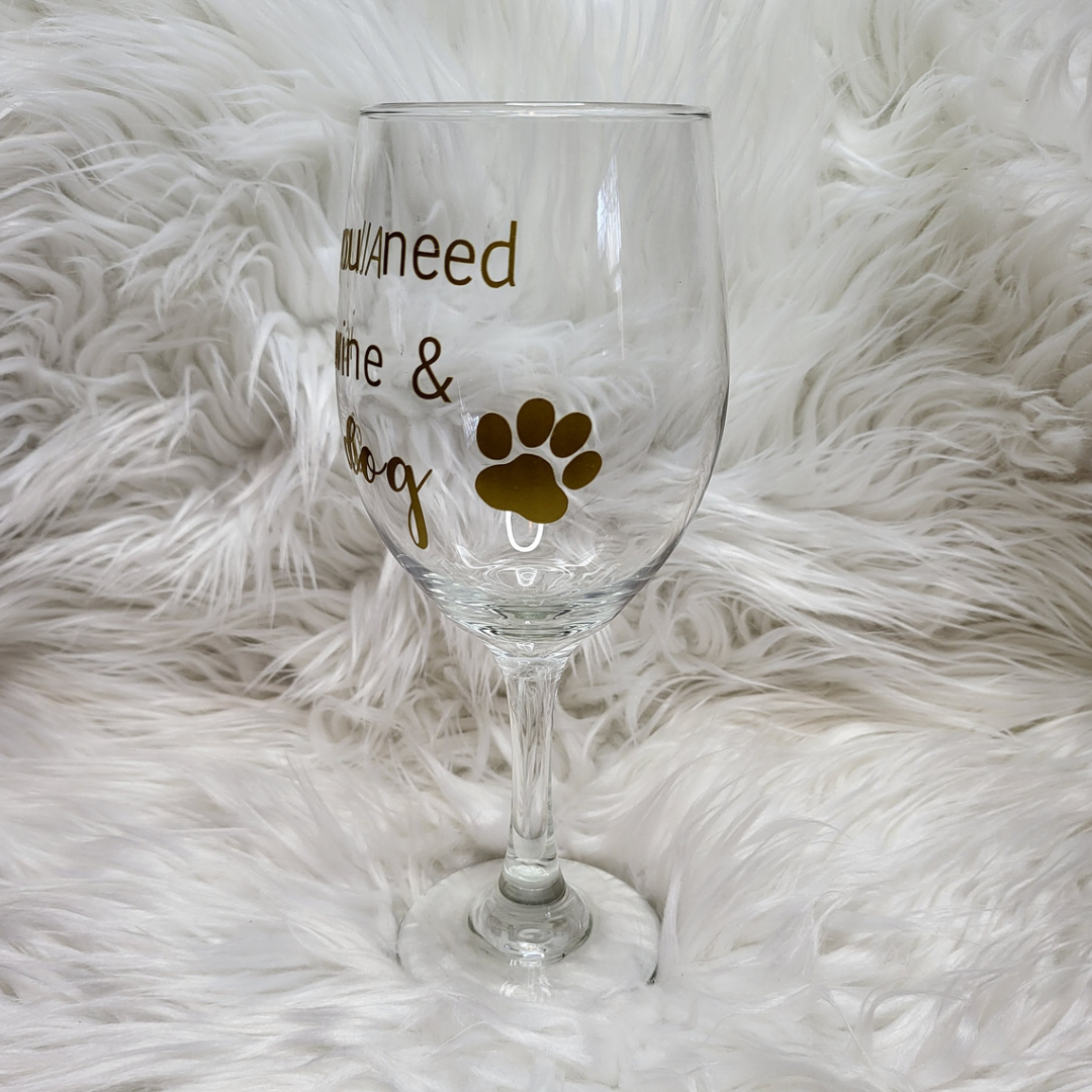 Wine & a Dog Wine Glass