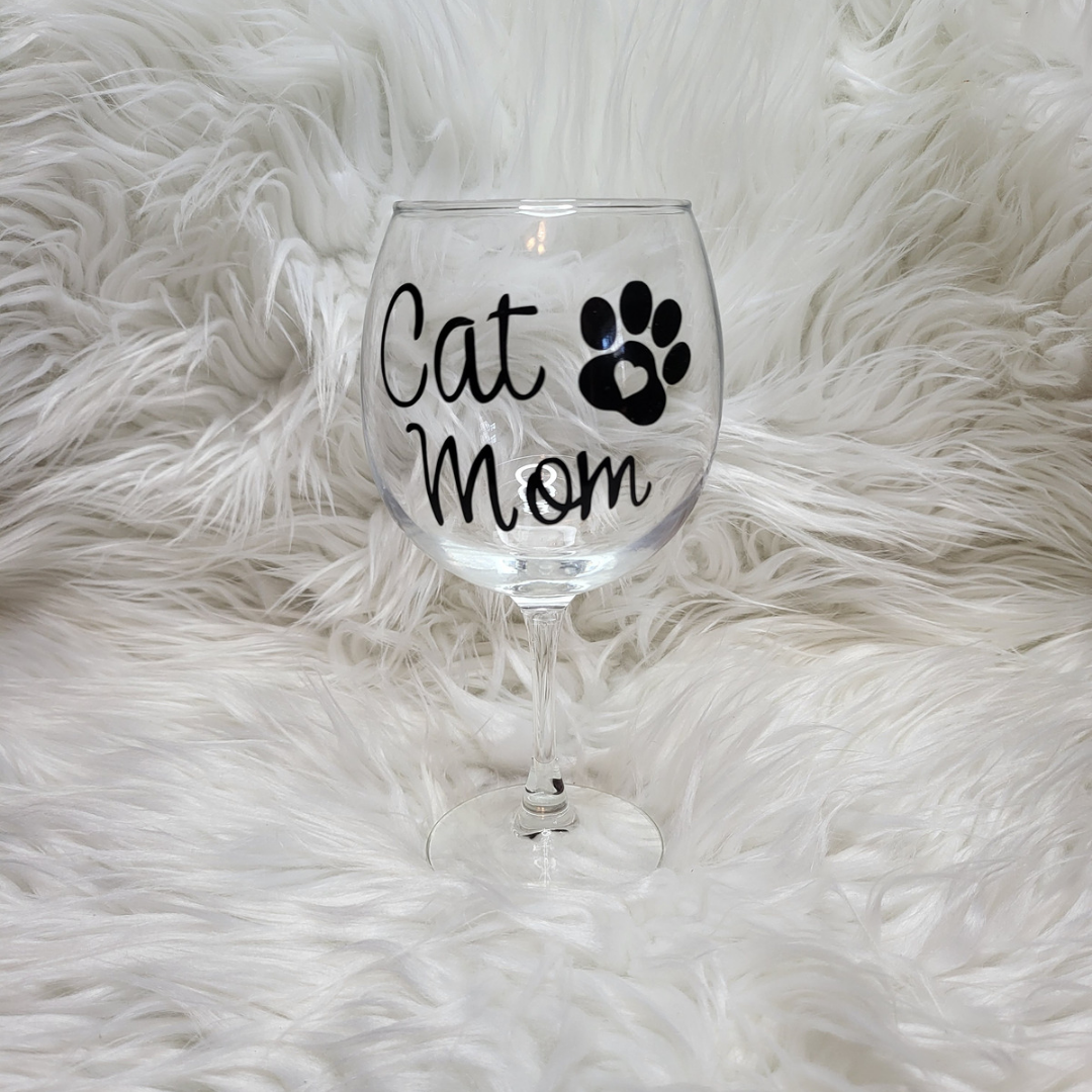 Cat Mom Wine Glass