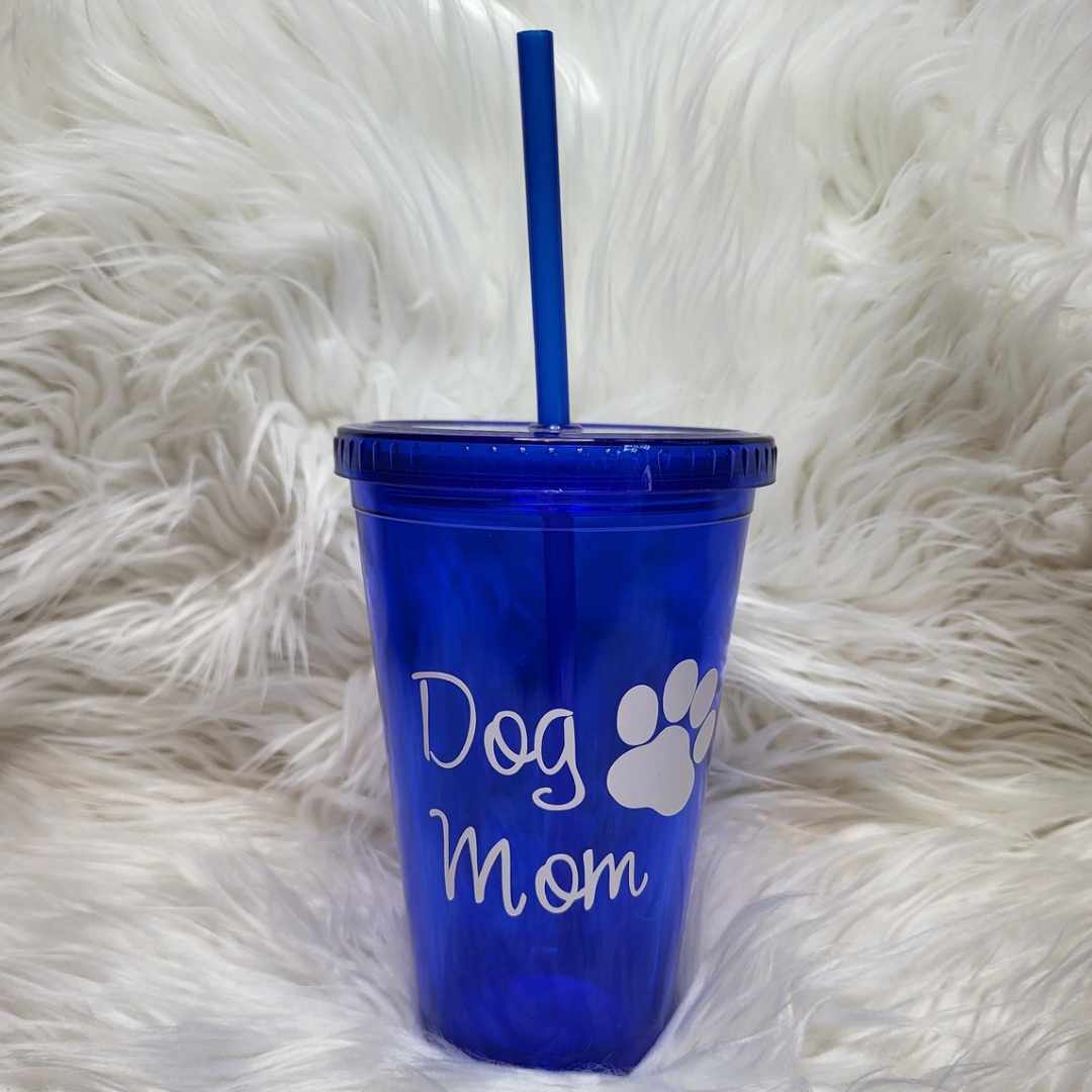 Dog Mom Cup with Straw
