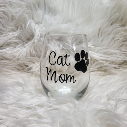 Cat Mom Wine Glass