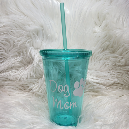 Dog Mom Cup with Straw