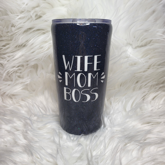 Wife Mom Boss Glitter Tumbler 20oz