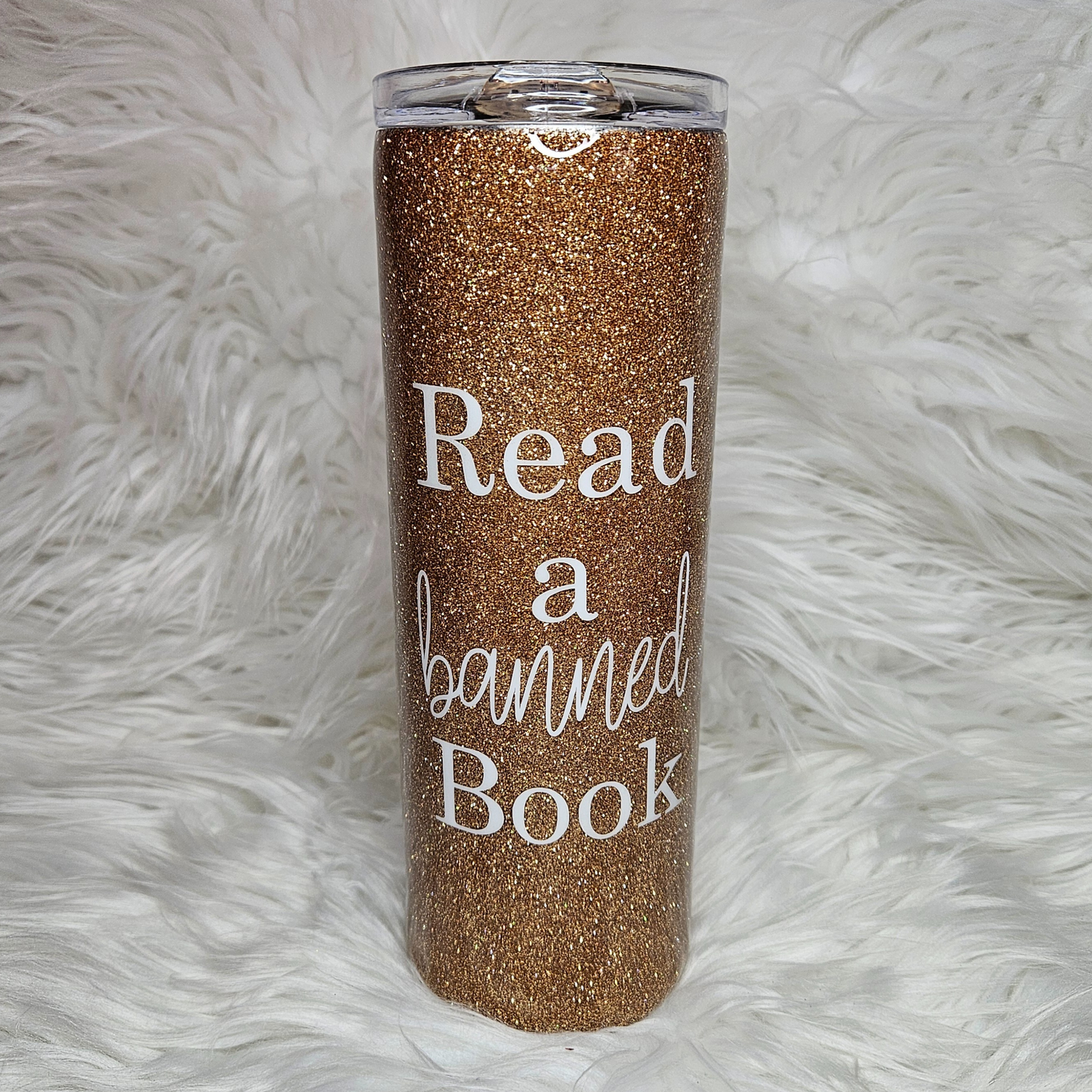 Read a Banned Book Glitter Tumbler