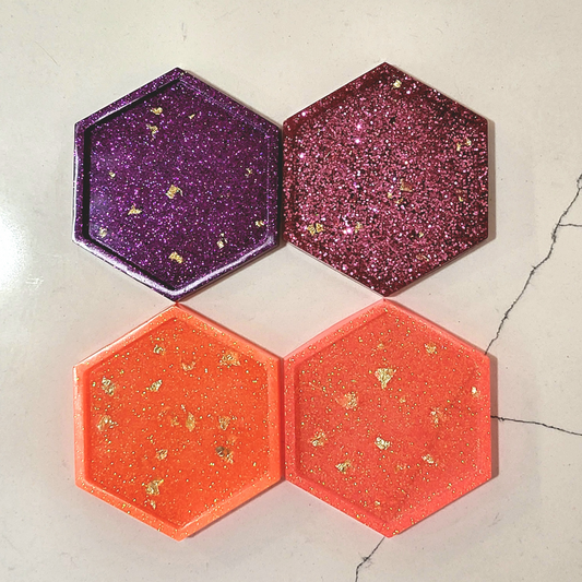 Cotton Candy Sunset Hexagon Coaster Set